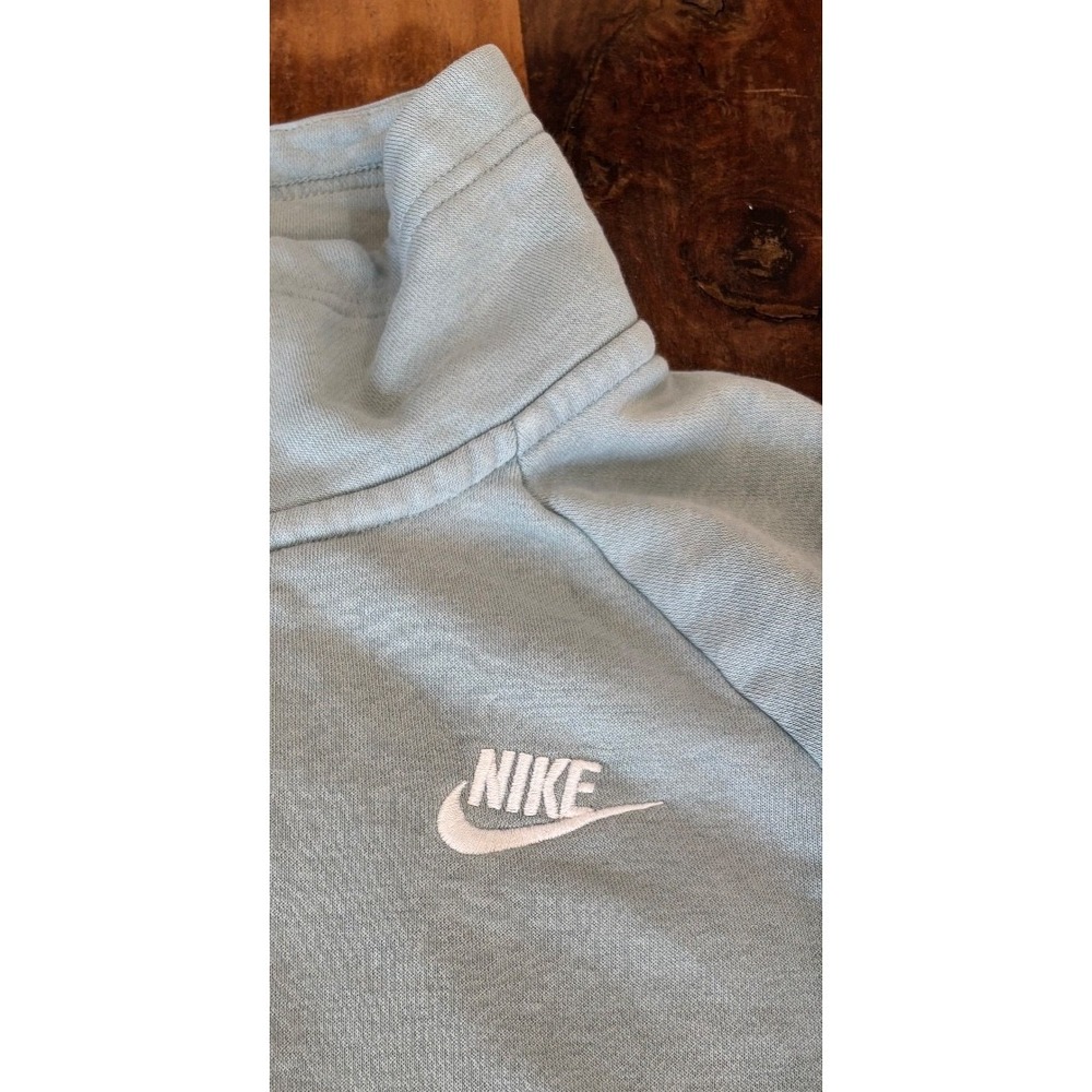 Nike swoosh logo Sweatshirt Blue Half Zip Sweatshirt Kangaroo Pocket womens' S - Picture 3 of 10